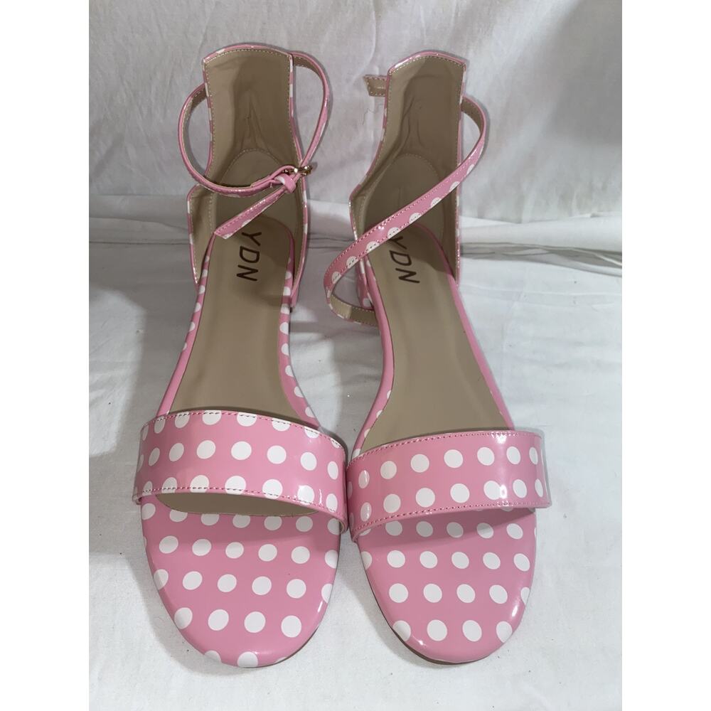 YDN Pink Polka Dot Pointed Toe High Heel Pumps Slip on Slide Dress Shoes